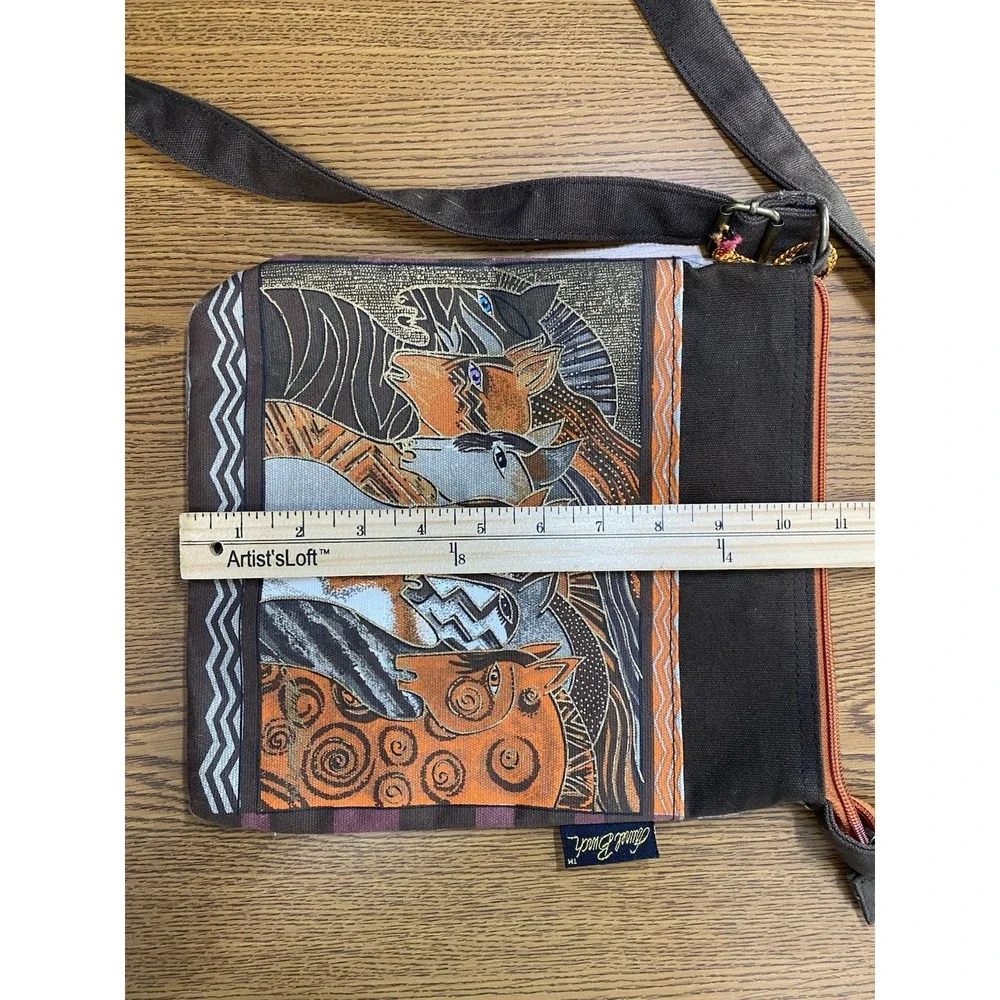Laurel Burch Crossbody Bag Moroccan Mares Canvas Purse Horses Brown Orange VACA